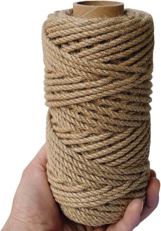 4mm Jute Twine, 164 Feet Braided Jute Rope, Heavy Duty and Thick Twine Rope for DIY Artwork