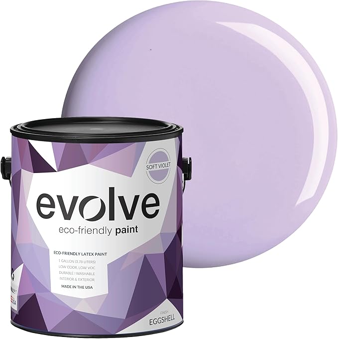 EVOLVE Paint & Primer: Environment-friendly, Low Sheen with One-coat Coverage for Interior & Exterior surfaces (Soft Violet, 1-Gallon)