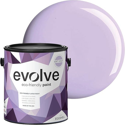 EVOLVE Paint & Primer: Environment-friendly, Low Sheen with One-coat Coverage for Interior & Exterior surfaces (Soft Violet, 1-Gallon)