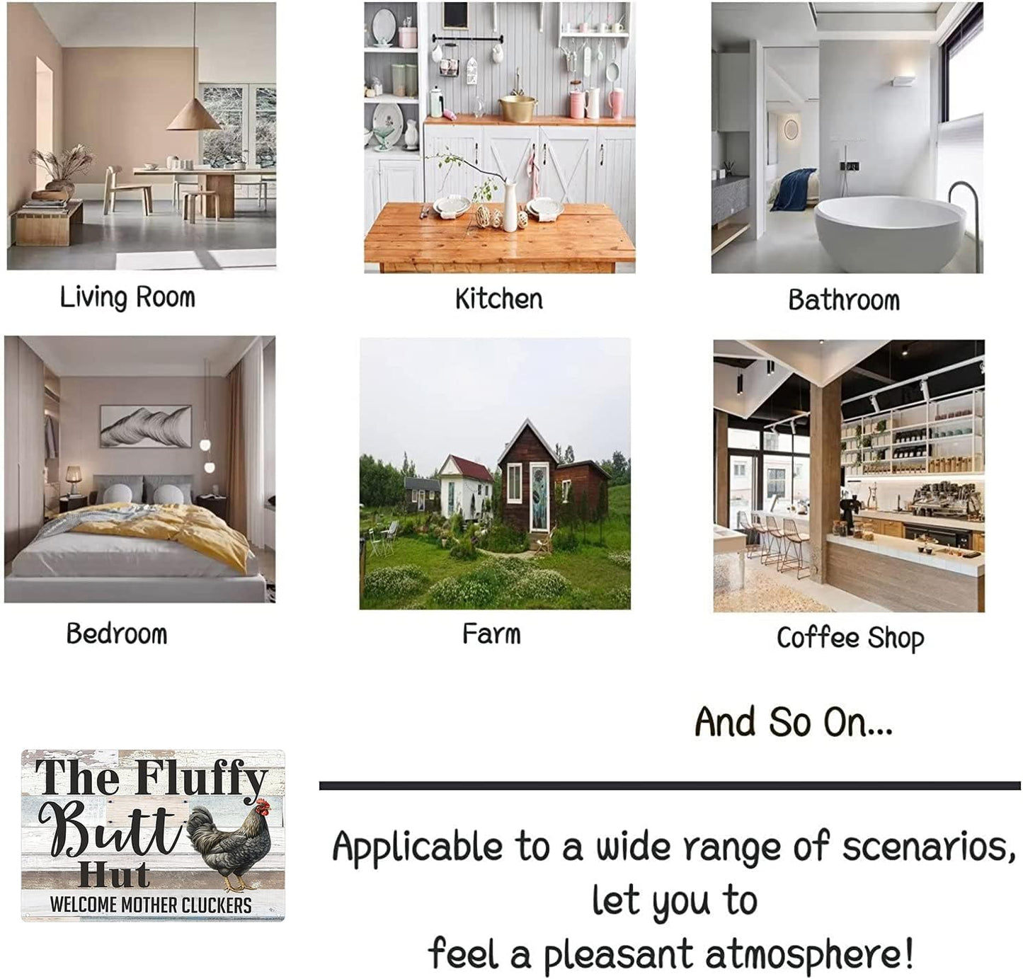 Funny Chicken Gifts Chicken The Fluffy Butt Hut Tin Sign for Home Farm Chicken Coop Farmhouse Kitchen Garden Decor 8 X 12 Inch (3820)