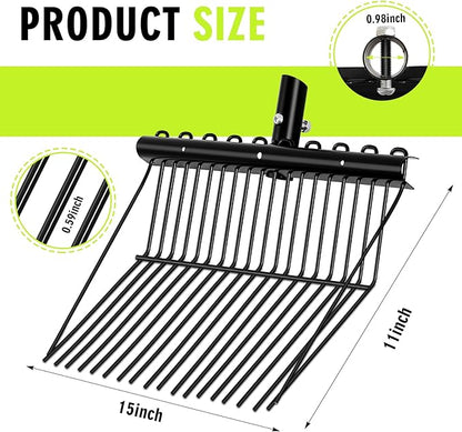 Tandefio 1 Pack Pitchfork Replacement Head Metal Horse Manure Rake Gardening Pitch Fork with Angled Tines for Horse Stall Poop Picking up(Black)