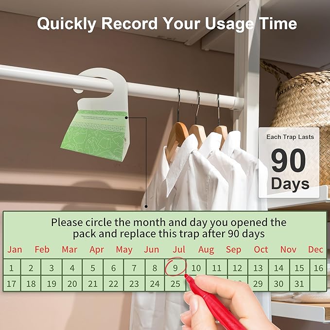 Clothes Moth Traps for Clothes Closets with Pheromones 6-Pack Safe and Effective for House Indoor Clothing Carpet