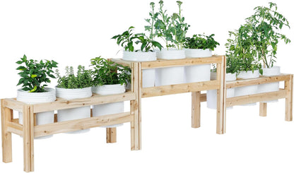 Greenes Fence Two-Tiers Nine Bucket Elevated Cedar Wood Garden Frame, 125 in. x 16 in. x 30 in. - Made in USA with North American Cedar
