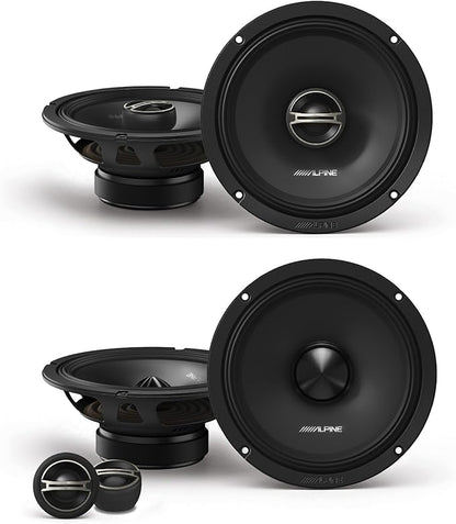 Alpine DM-65-G Coaxial and DM-65C-G Component 6.5-Inch Speakers with Grille Bundle