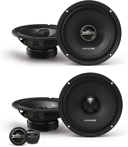 Alpine DM-65-G Coaxial and DM-65C-G Component 6.5-Inch Speakers with Grille Bundle