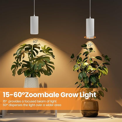 Remote Control Hanging Grow Lights for Indoor Plants, 30W Hanging Plant Light with Auto On/Off Timer, Full Spectrum LED Grow Light 3000K-5000K, Dimmable Plug in Pendant Hanging Lights, White
