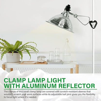 Simple Deluxe Clamp Light with 8.5 Inch Adjustable Aluminum Reflector, Suit for E26 Socket Max 150 Watt Lamp (No Bulb Included), 6 Feet 18/2 SPT-2 Cord, 1 Pack