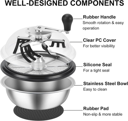 MELONFARM 19 in Bud Leaf Bowl Trimmer, Bud Bowl Trimmer with Switchable Stainless Steel Blades & Clear Visibility Dome, Hand Twist Spin Cutting Bud Trimmer for Buds, Flowers, Hydroponics Plants
