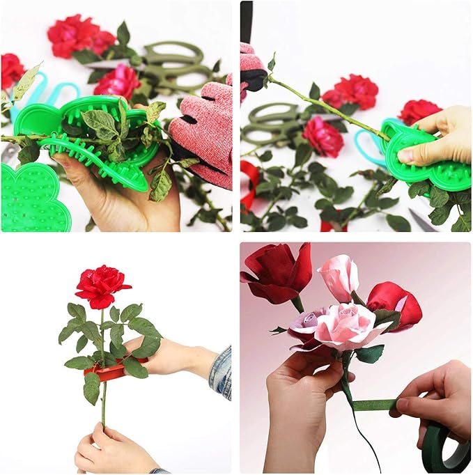 Woohome 11 PCS Garden Pruning Shears Scissors Kit, Rose Stripper Thorn Remover, Tree Pruner Hand Tools, Leaf Stripping Tool, Floral Gloves and Floral Tape for Gardening Flower Arrangement