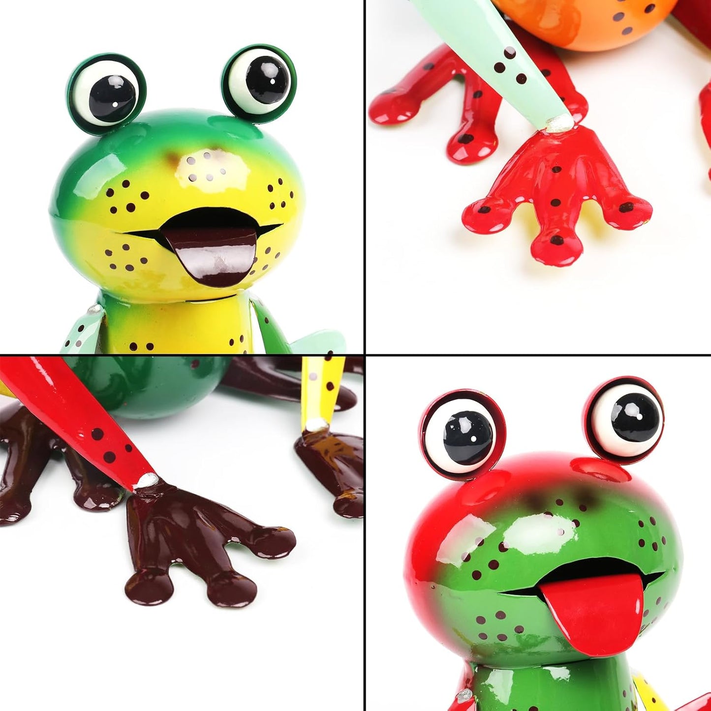 Metal Garden Decor Yard Art for Outside Set of 2 Cute Frogs Lawn Patio Ornaments Backyard Decorations Garden Gifts - (Yellow,Green)