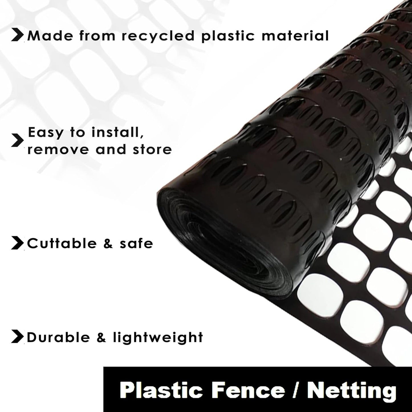 Safety Fence Garden Netting Roll 4 X 100 Feet with Zip Ties, Temporary Reusable Plastic Mesh Fencing Netting for Snow Fence, Animal Barrier, etc. (4' X 100‘ SW, Black)