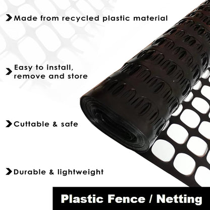 Safety Fence Garden Netting Roll 4 X 100 Feet with Zip Ties, Temporary Reusable Plastic Mesh Fencing Netting for Snow Fence, Animal Barrier, etc. (4' X 100‘ SW, Black)