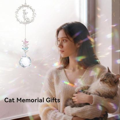 Cat Memorial Suncatcher - Lost of Cat Bereavement Gift Idea, Pet Loss Sympathy Gifts, Thoughtful Cats Remembrance Sun Catcher, Passing Away Remembrance Memory Gift