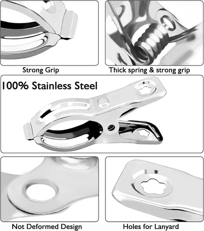BESTEEL Upgraded 100 PCS Garden Clips, Greenhouse Clamps 100% Stainless Steel Heavy Duty Greenhuose Clips for Netting - Strong Grip to Hold Down Shade Cloth or Plant Cover on Garden Greenhouse Hoops