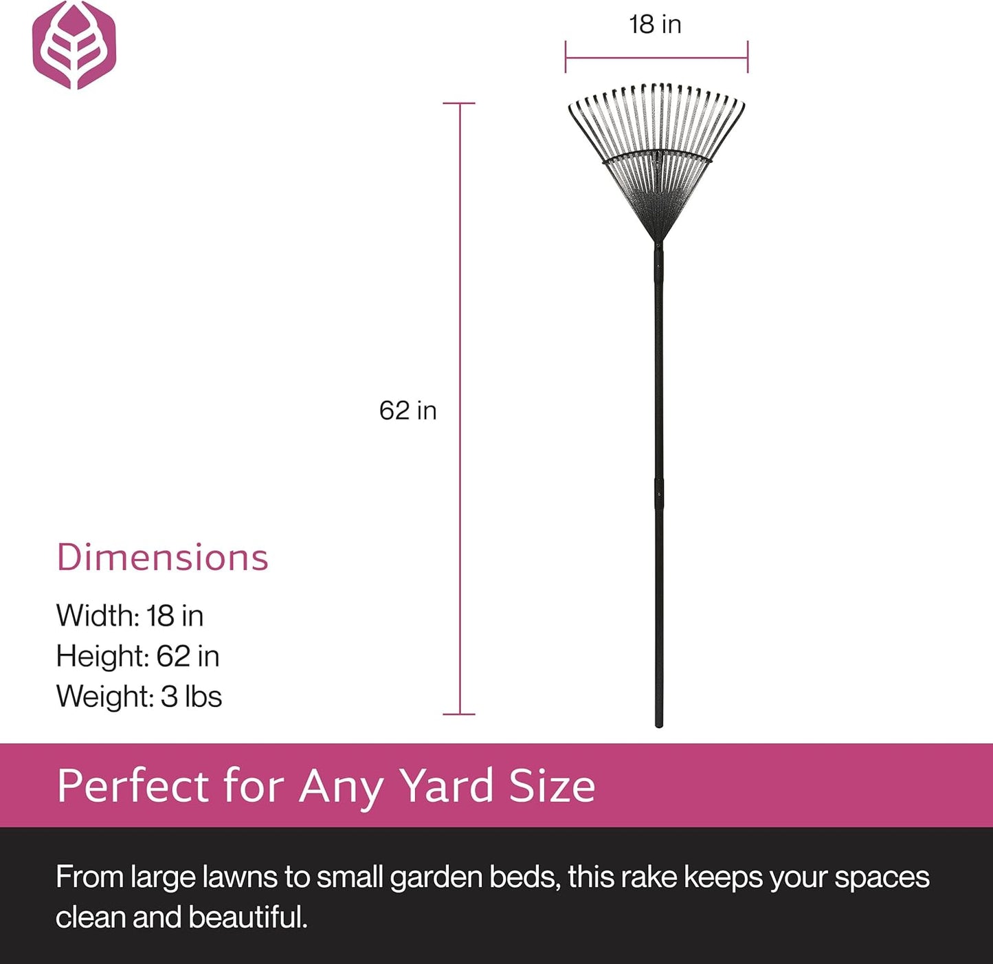 Yard Butler World’s Greatest Leaf Rake | Heavy Duty All Steel Rake with Ergonomic Garden Claw, 20 Free-Floating Tines & Long Metal Handle – Lawn, Yard, Bed, Landscape for Leaves, Grass & Debris, 18"