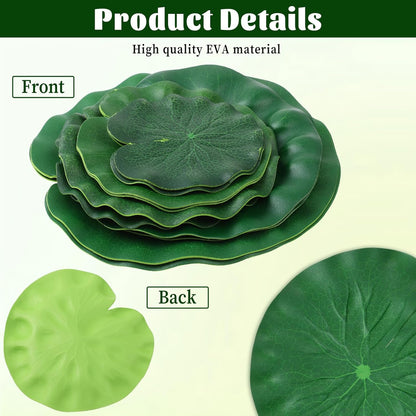 10Pcs Floating Lily Pads for Ponds - 5 Sizes Artificial Lotus Leaves, Realistic EVA Foam Decorative Pads for Pool, Fountain, Garden, Aquarium Decor