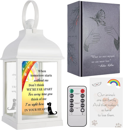 Dog Memorial Gifts with Remote - Sympathy Bereavement Gifts for Loss of Dog, Rainbow Bridge Memorial Lantern for Grieving Pet Owner