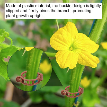 MECCANIXITY 150 Pcs Garden Plant Clips Fixing Clips Brown 30mm Adjusting Plant Lever Loop Clips for Supporting Flower Vine Vegetables Climbing Plant Plant Stems