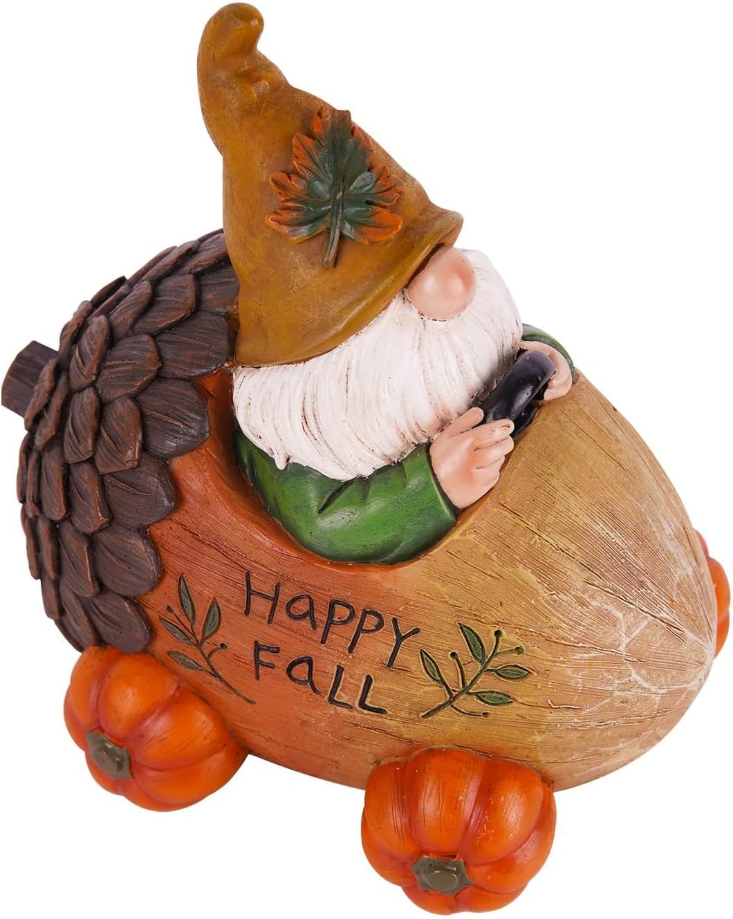 Topadorn Fall gnome with Pinecone Car and Resin Pumpkin Statue for Fall Harvest Party Ornaments Decor,Happy Fall