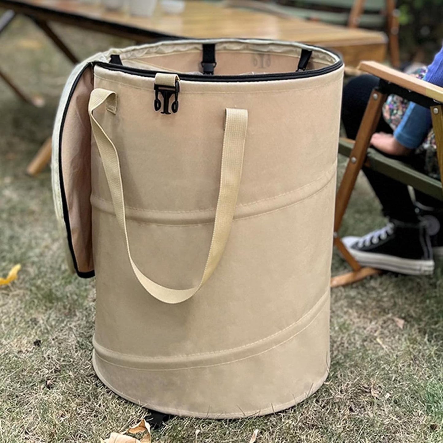 Zunate Collapsible Lawn and Leaf Bag, 24 Gallon Collapsible Trash Can, Reusable Outdoor Yard Waste Leaf Bag Garden Garbage Bin, Garden Garbage Bag with Lid, Lawn and Leaf Bags for