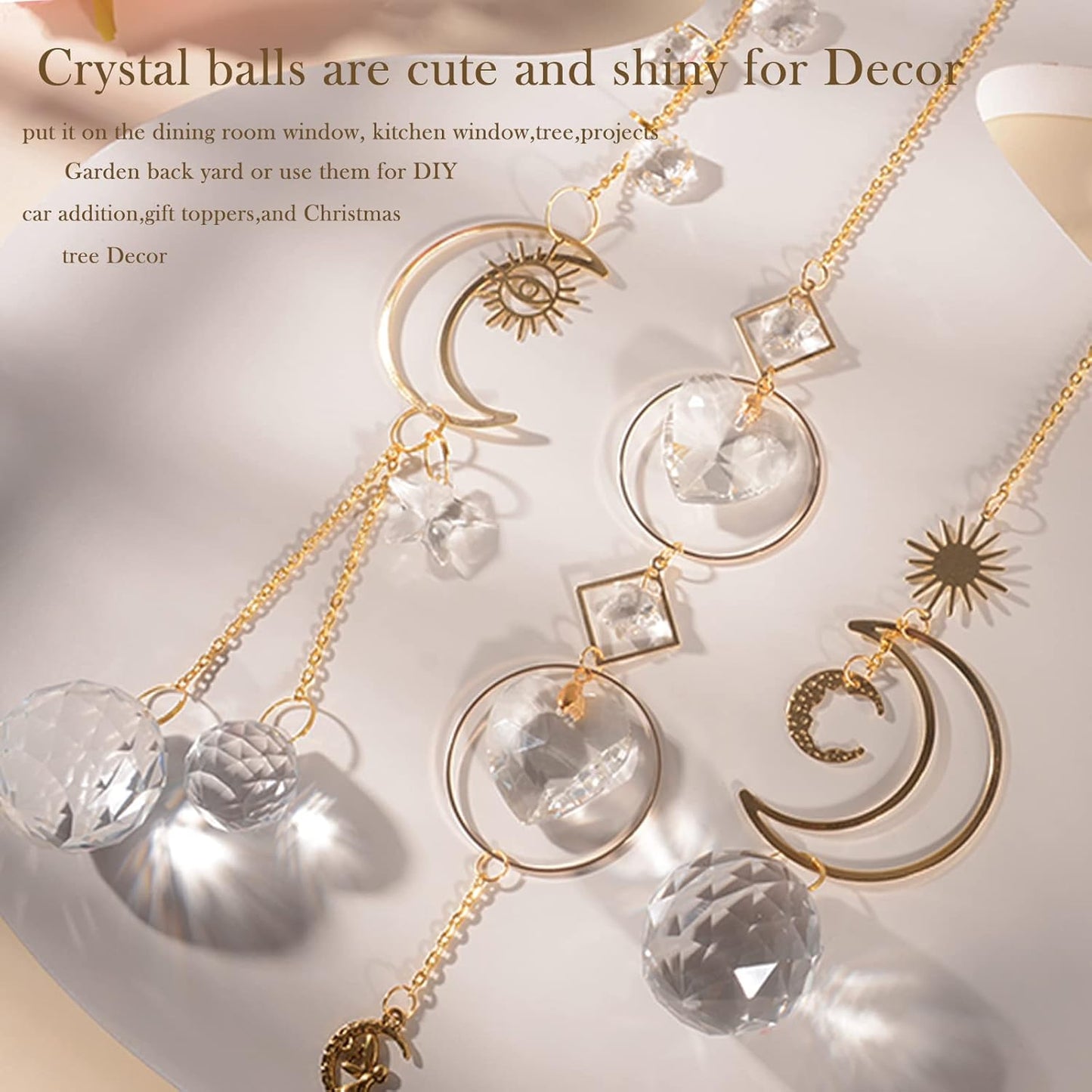 ilclviz Suncatcher Crystal Hanging Sun Catcher Prism with Chain Pendant Ornament Crystal Balls for Window