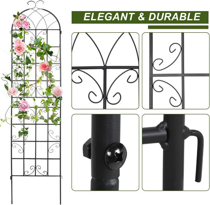 4 Pack Metal Garden Trellis 86.2x19.7inch for Climbing Plants,Rustproof Sturdy Black Steel Trellis Plants Support Outdoor for Outdoor Roses Vine Cucumbers Vegetables Flower Support