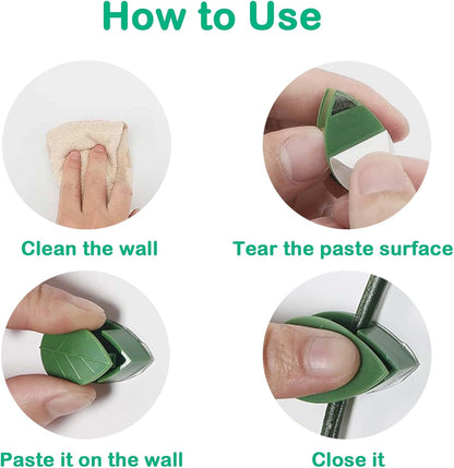 Plant Climbing Wall Fixture Clips, 100Pcs Self-Adhesive Plant Fixer Wall Clips Hook Vines Traction, Invisible Holder Leaf Shaped Wall Vines Fixing Clips Indoor Outdoor Decor