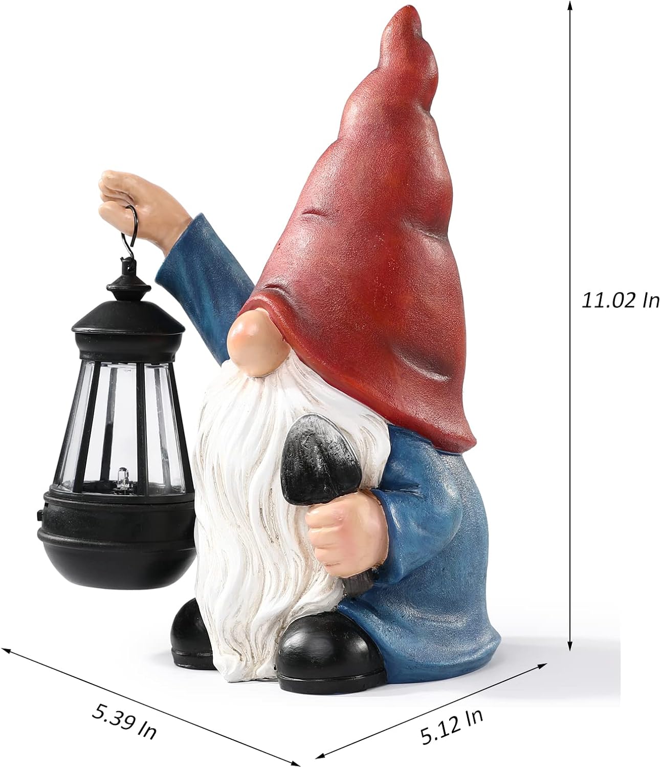 Garden Gnomes Statues Outdoor Decor with Shovel Solar Gnome with Lantern LED Lights,Terrace Xmas Courtyard Lawn Patio Porch Decoration Birthday Christmas Housewarming Gift for Mom Women