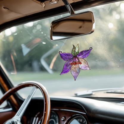 Clematis Flower Acrylic Suncatcher Stained Glass Effect Window Car Hanging Christmas Ornament Indoor Outdoor Decor Garden Sun Catcher Panel Gifts for Flowers Lover for Women Mom Grandma