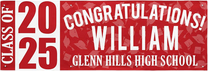 Let's Make Memories Personalized Graduation Banner Class of 2025 - Graduation Party Decorations - Congratulations Banner - Indoor/Outdoor Vinyl - Best in Class - Red - 8 ft.