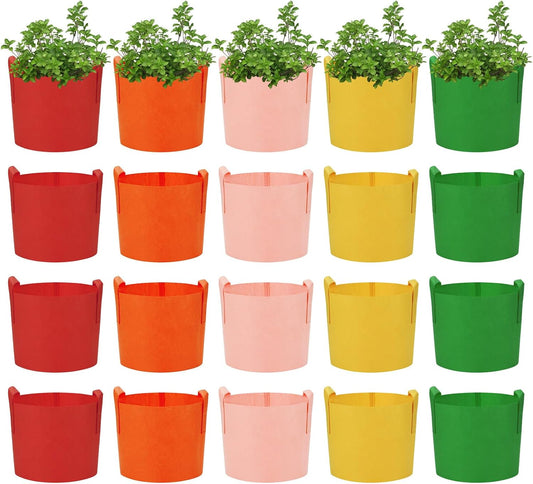20 Pack 10 Gallon Grow Bags, Colorful Potato Plant Grow Bags with Handles, Nonwoven Fabric Garden Pots for Vegetable Fruit Flowers Herbs Tomato Potato Growing (10 Gal)
