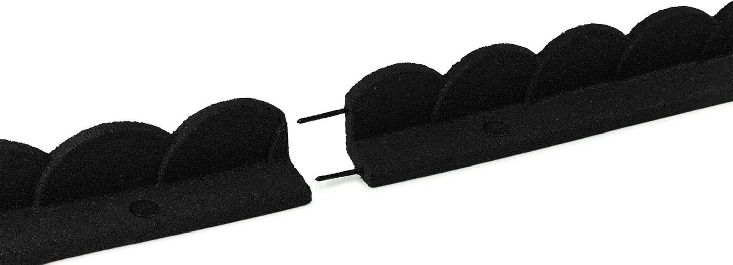 Playsafer L Shaped Flexible Rubber Scalloped Edger for Lawns Landscaping and Playground | Easy No Dig Installation| 4' Long (4, Black)