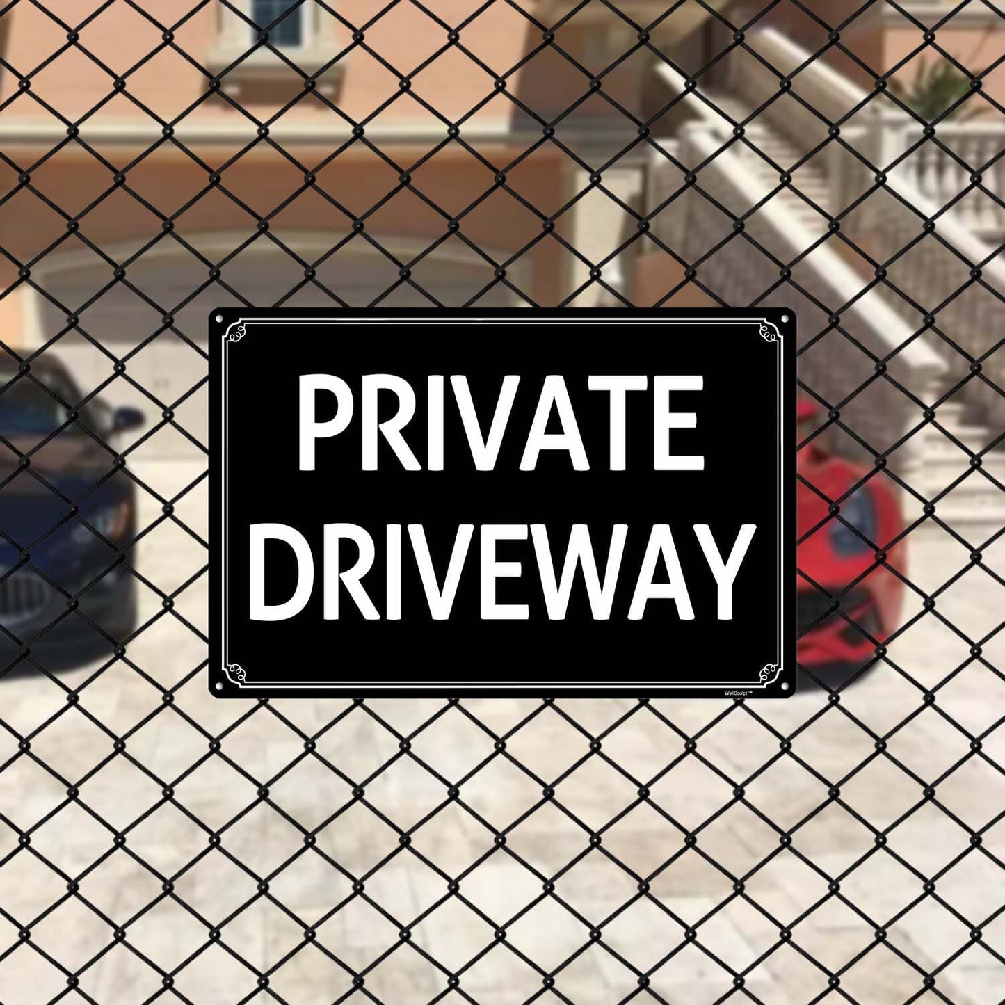 8x12"Private Driveway - High-Intensity Aluminum Parking Lot Sign, Weatherproof & Fade-Resistant, Ideal for Outdoor & Indoor Use - Curbside Sign(horizontal version)