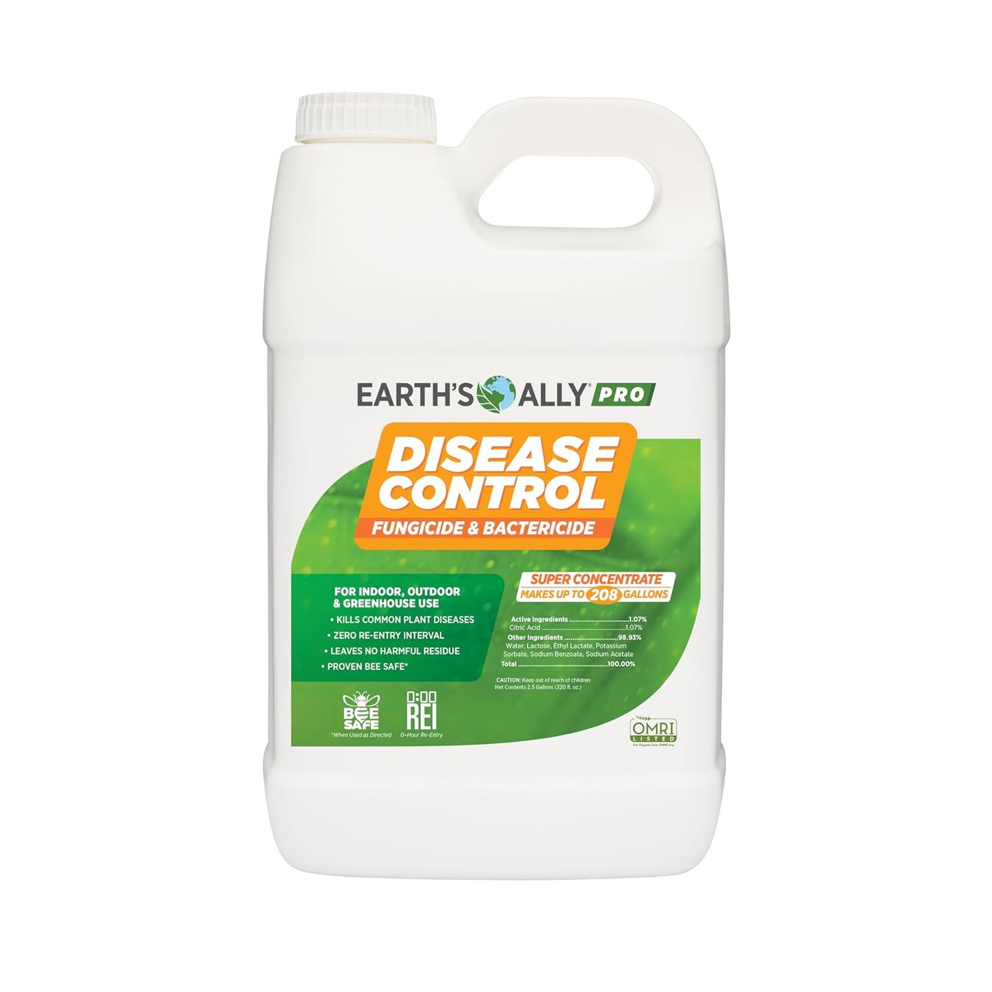 Earth's Ally Pro Disease Control Concentrate 2.5 gal. | Makes Up to 208 gals | Fungicide for Orchards, Food Crops, Ornamentals, Houseplants, Lawn & Turf