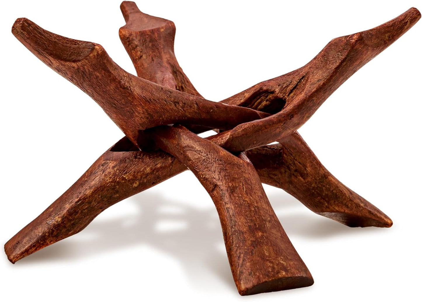 Alternative Imagination Wooden Tripod Display Stand – 6-Inch Hand Carved Holder Made from Sustainable Mango Wood – Folding Reddish-Brown Stand for Abalone Shell, Crystal Ball, Key Bowl, Trinket Dish, Incense, Decor and More