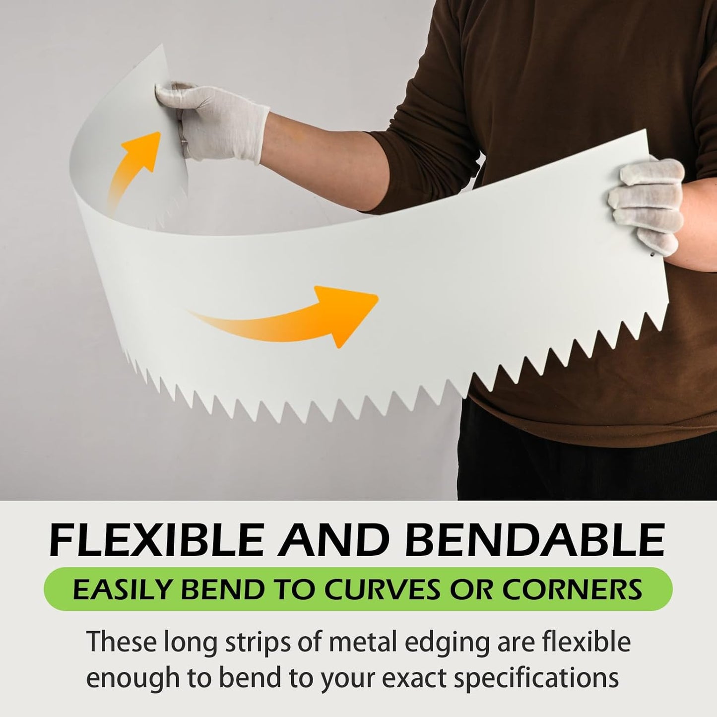 Landscape Edging Kit, Galvanized Steel Edging Landscape Lawn Edging Powder for Lawn Yard, Coated Bendable Metal Strips, No-Dig Hammer-in Edging Border w/Clips (8 INCH 6 PCS, White)