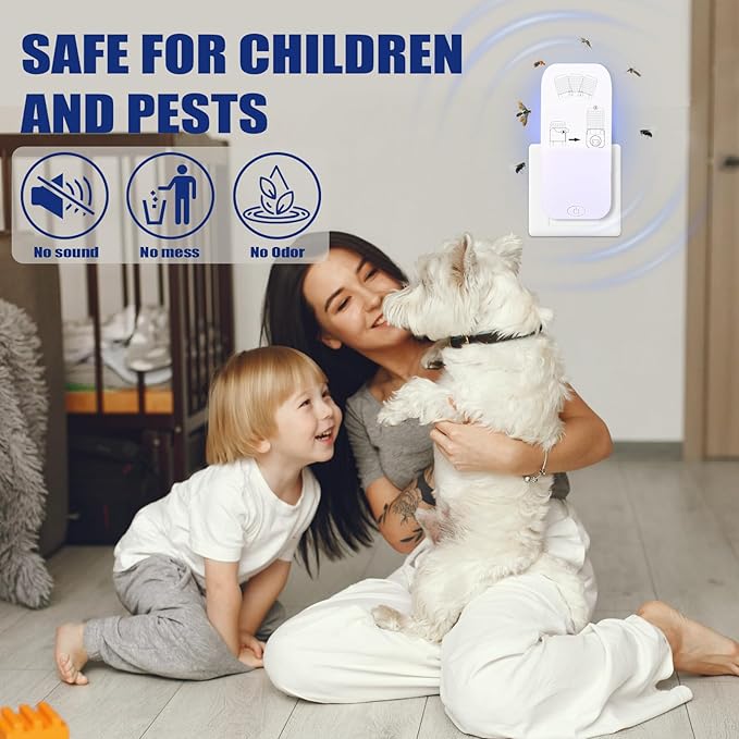 Flying Insect Trap, Fruit Fly Traps for Indoors,Plug-in Bug Light Trap Indoor for Mosquito, Fruit Flies, Moths, Gnats, Flies(1 Devices + 5 Refills)