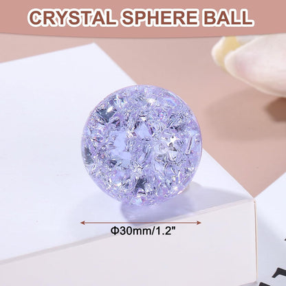 uxcell 30mm/1.2" Crystal Sphere Ball Ice Cracked Glass Solid Decorative Sphere Crystal Ball Prop Ornament for Feng Shui Divination Fortune Telling Tabletop Fountain Decoration, Purple