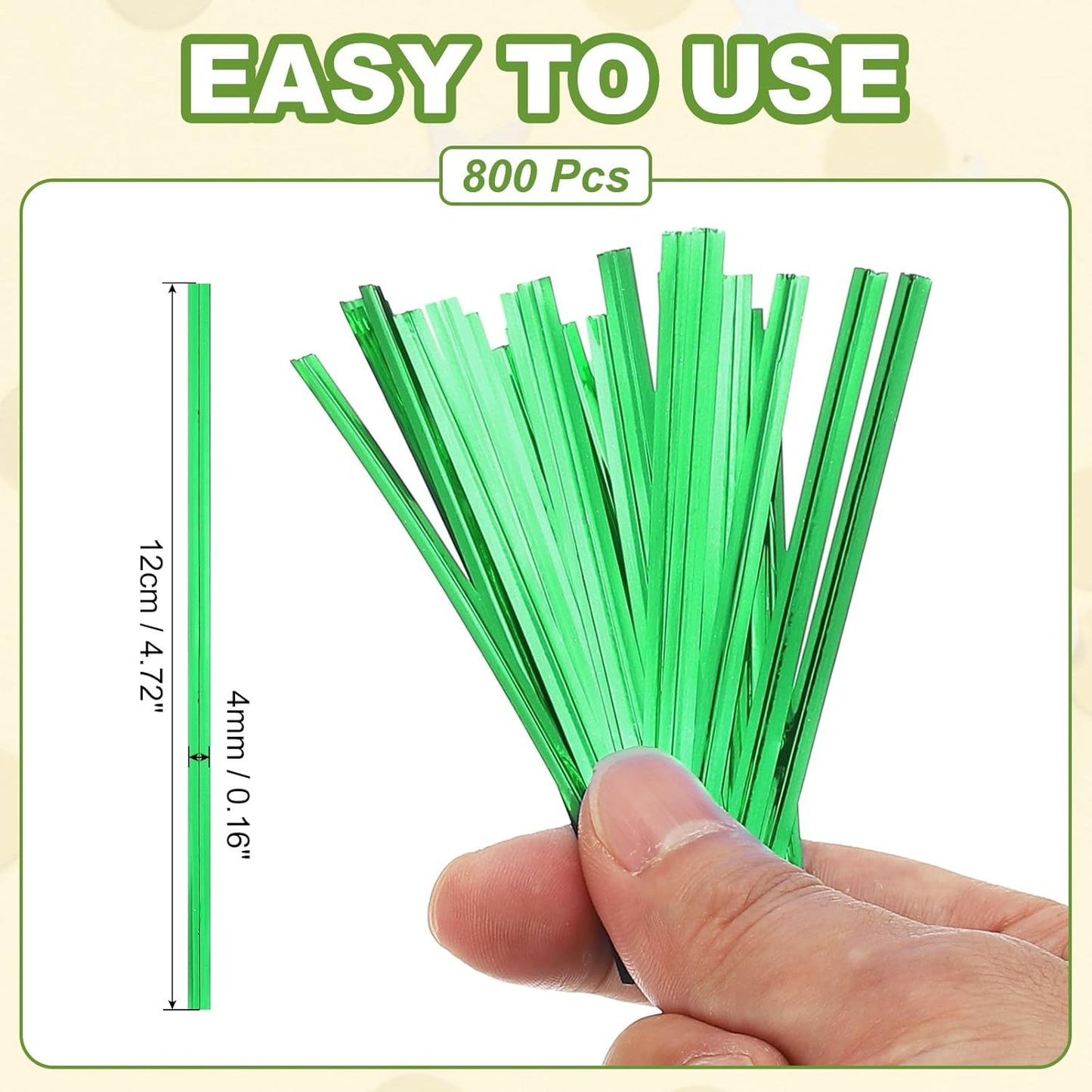 PATIKIL Bag Twist Ties 5 Inch, 800 Pcs Metallic Bread Ties for Treat Plastic Bags Gift Wrapping Candy Coffee Bag Plant Party Cake Favor, Green