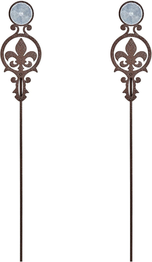 Touch of Class Pathways Reflective Driveway Marker Stake Set of Two for Outdoor Use | Fleur-de-Lis Emblem Design | Personalized Tall Reflector Set of 2 | Weathered Bronze Durable Finish