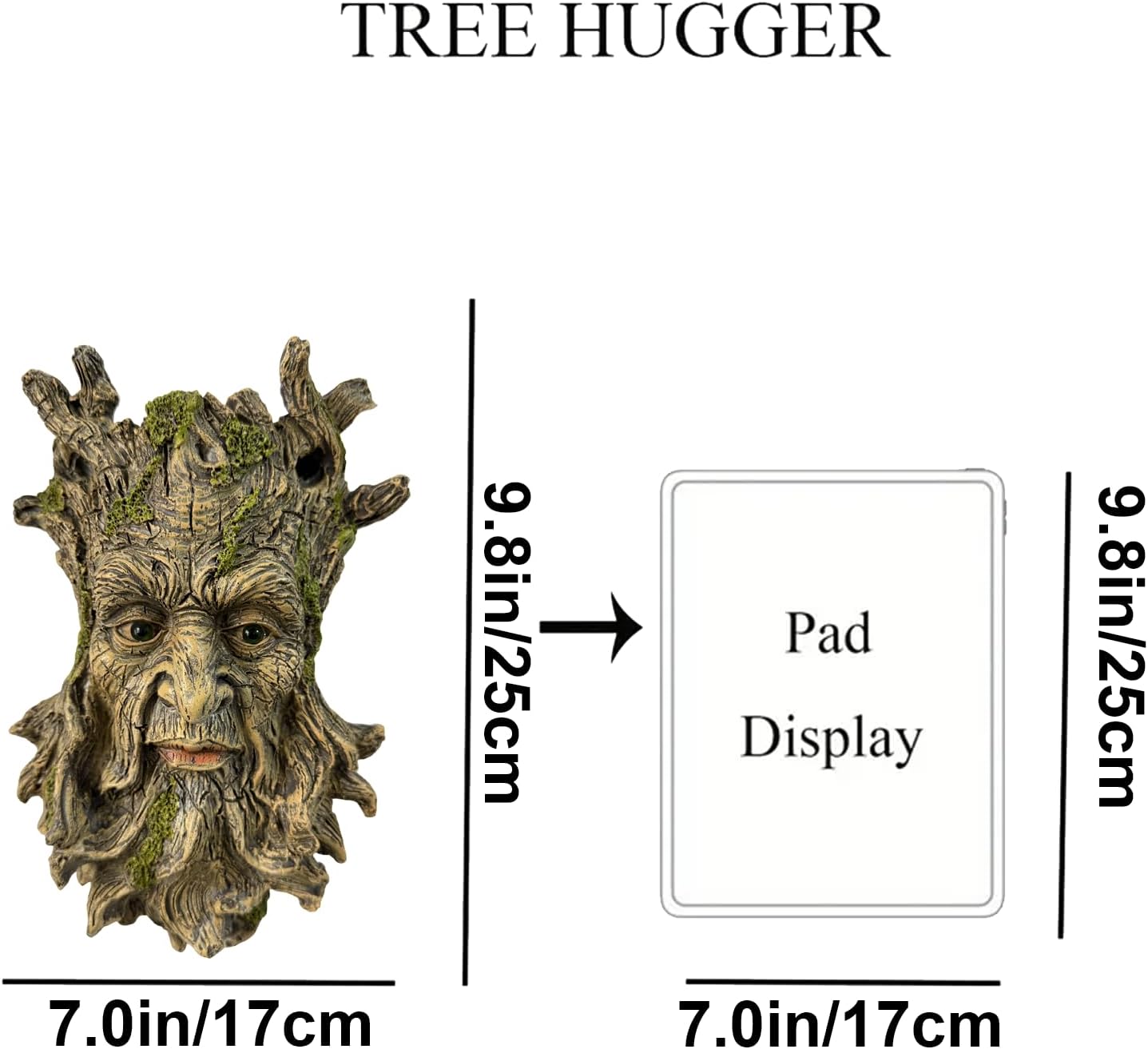 Moss Tree Face Sculpture, Funny Moss Cap Old Man Tree Hugger Statue, Indoor & Outdoor Creative Props for Garden and Home,9" x 7" x 2.4"