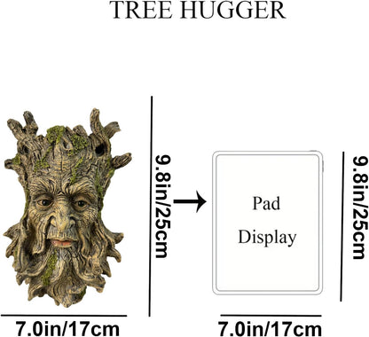 Moss Tree Face Sculpture, Funny Moss Cap Old Man Tree Hugger Statue, Indoor & Outdoor Creative Props for Garden and Home,9" x 7" x 2.4"