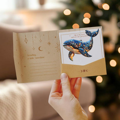Celestial Whale Acrylic Suncatcher Stained Glass Effect Cosmos Window Car Hanging Christmas Ornament Indoor Outdoor Decor Garden Boho Sun Catcher for Whale Lover for Women Mom Grandma