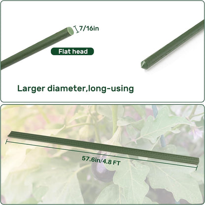 AGTEK 57.6" Garden Stakes, 50PCS Plastic Coated Plant Stakes, 4.8ft Plant Support for Climbing Plants