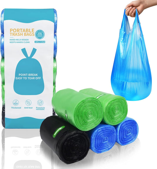 O2frepak 5Rolls 4Gallon Portable Trash Bags,Thicken Small Garbage Bags for Office,Bedroom,Kitchen