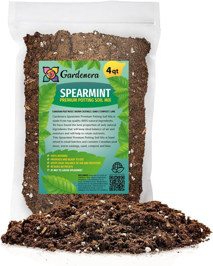 Gardenera Spearmint Potting Mix - Promote Strong Roots and Fragrant Foliage with Our Premium Blend - 4 Quart