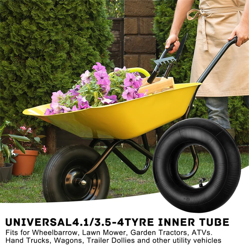 4.10/3.50-4 Inner Tube 2 Pack Heavy Duty Replacement Inner Tubes with TR-87 Bent Valve Stem for Wheelbarrows Mowers Hand Trucks