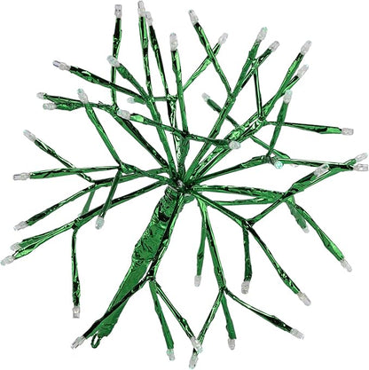 Alpine Corporation 10" H Indoor Christmas Twig 3D Hanging Snowflake Ornament with LED Lights, Green, Christmas Decoration (Pack of 4)