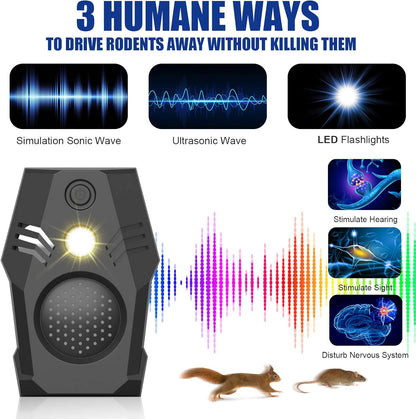 Superior Squirrel Repeller, Ultrasonic Squirrel Mouse Repellent Plug in, Electronic Rat Repeller, Repel Rodents, Mice, Rats, Squirrels, Black