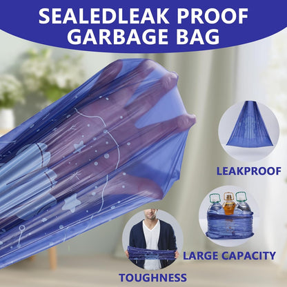 VOK 8 Gallon Trash Bags Drawstring, Medium Trash Bags for Office, Kitchen, Bedroom Trash Cans, Colored Portable Sturdy Garbage Bags 8 Gallon with Cute Cow Printed, 60 Counts